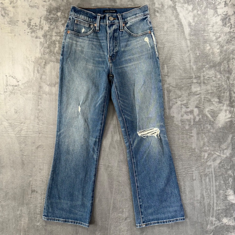Lucky Brand Bridgette Crop Mini Boot Jeans Women's Size 2 Blue Denim
